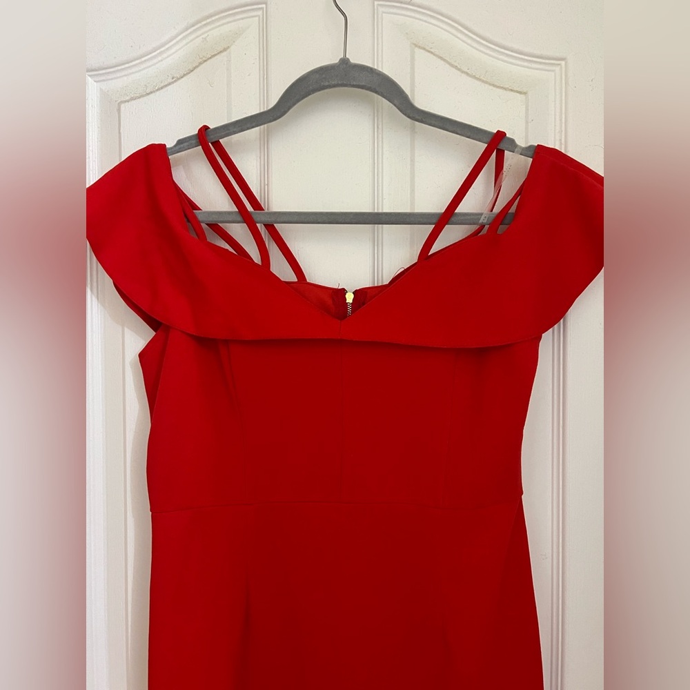 Haute Monde Vibrant Sexy Red Midi Dress - Picture 5 of 7